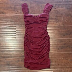 Windsor Ruched Dress, Burgundy Maroon Wine Color, Size Small, EUC!